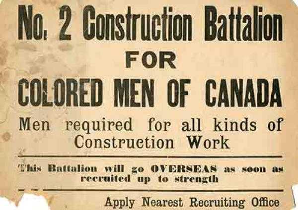 Annonce imprimée en noir et blanc – Une annonce de recrutement conçue pour le 2e bataillon de construction; gros caractères gras, aucune image.